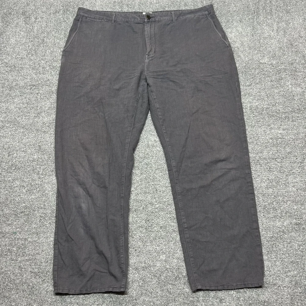 Flint And Tinder Pants Mens 42 Gray Linen Blend Straight Fit Chino Casual